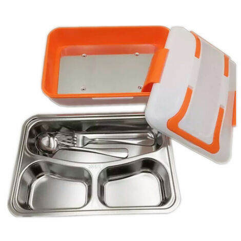 Boîte à lunch électrique isotherme pour voiture, pour enfants et adultes, prise européenne, orange,