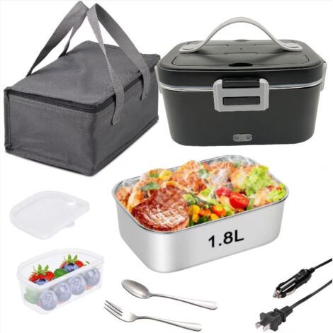 Boîte à lunch électrique pour la maison, en acier inoxydable 304, comprenant une cuillère, une fourchette et un sac isotherme,
