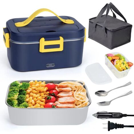Boîte à lunch électrique pour la maison, en acier inoxydable 304, comprenant une cuillère, une fourchette et un sac isotherme,
