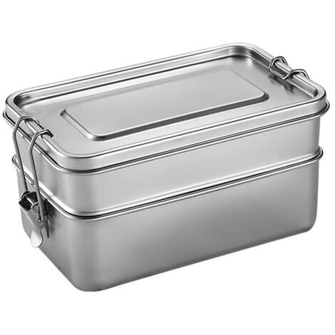 Boîte à lunch en acier inoxydable à double compartiment, boîte bento pour étudiants, boîte de rangement pour collations, boîte de rangement étanche pour fruits
