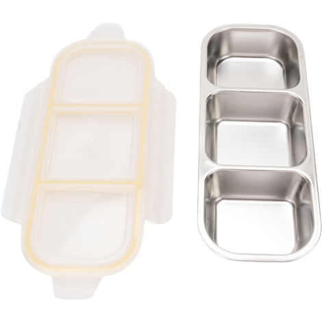 Boîte à lunch en acier inoxydable – Boîte alimentaire étanche avec compartiments – Boîte hermétique 600ml en 304 stainless steel avec silicone et couvercle transparent – Dimensions 26 x 11 x 5 cm