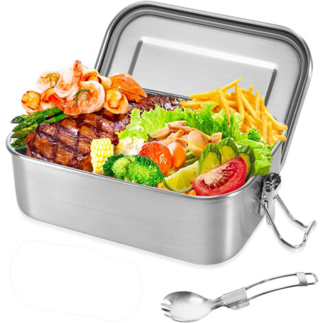Boîte à lunch en acier inoxydable de qualité supérieure, boîte Bento 800 ml avec séparateur et couverts