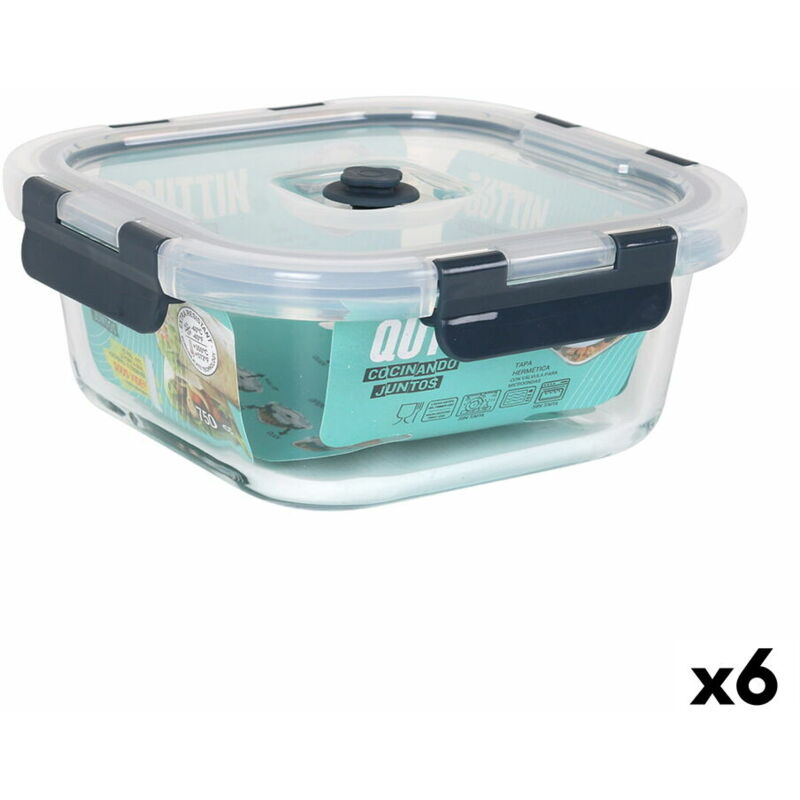 Quttin - Boîte à lunch hermétique carrée 750 ml (6 pièces)