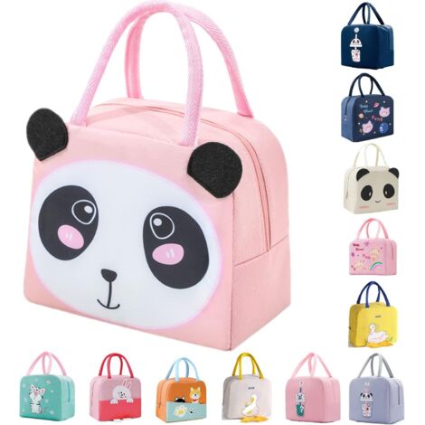 Boîte à Lunch Isolée Panda Poudre - Carton Mignon Réutilisable et Imperméable - Pliable pour Femmes/Enfants - Design Adorable