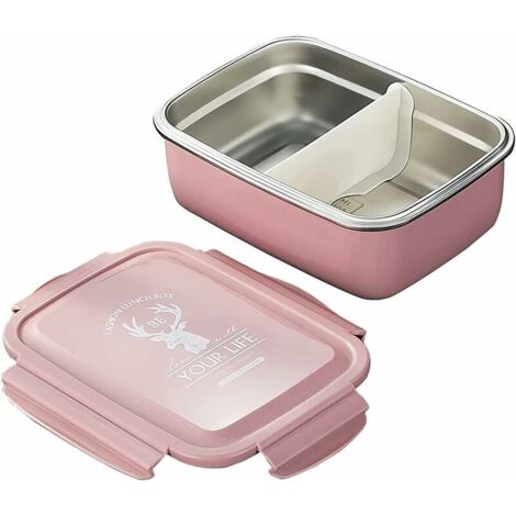 Boîte à lunch isotherme carrée en acier inoxydable étanche (rose, 350 ml)