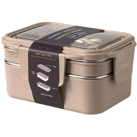Boîte à lunch isotherme double paroi, boîte bento en acier inoxydable, kaki