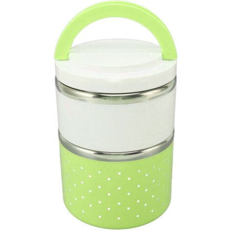Boîte à lunch isotherme en acier inoxydable – Double couche grand modèle – Verte – Étanche et portable