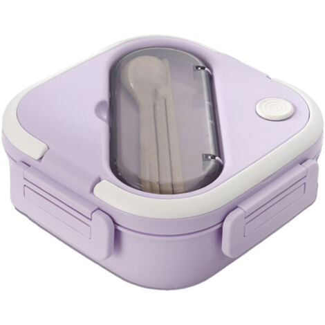 Boîte à lunch isotherme, imperméable et à plusieurs compartiments en plastique, idéale pour l'école et le bureau, de couleur violette.