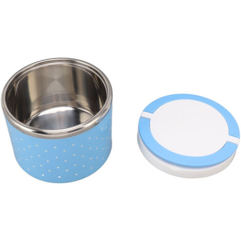 Boîte à lunch isotherme ronde en acier inoxydable – Grand modèle – Bleue – Étanche et portable