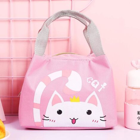 Boîte à lunch mignonne, sac bento motif chat, idéale pour les filles, les écolières et les petites filles.