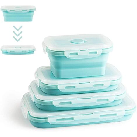 Boîte à lunch pliable - Bleue - Ensemble de quatre pièces - Boîte de conservation des aliments