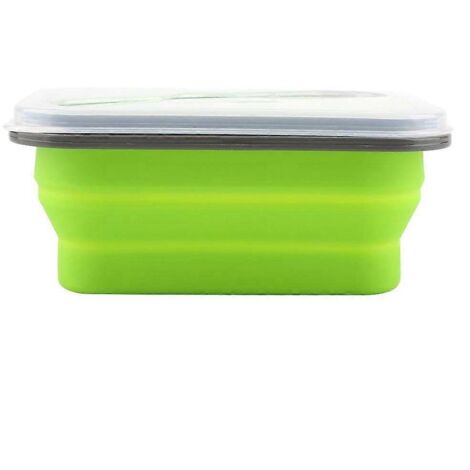 Boîte à lunch pliable en silicone de 600 ml, verte.