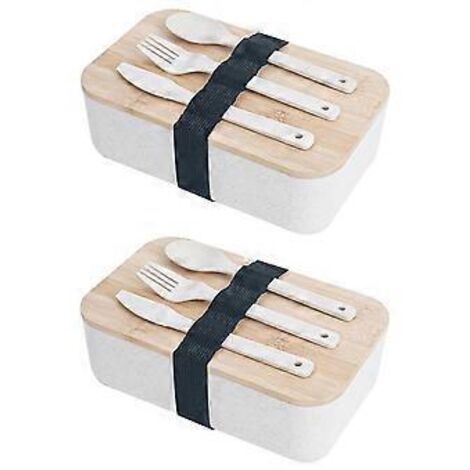 Boîte à lunch portable en bambou avec couvercle en bois, isotherme, style japonais, pour les sushis, blanc crème, idéale pour les employés de bureau.