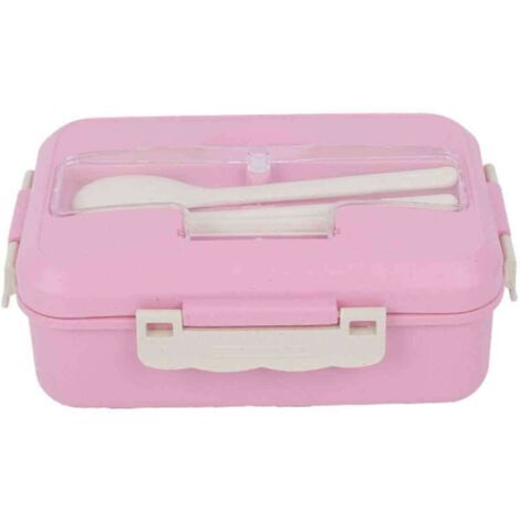 Boîte à lunch pour adultes, conception à trois compartiments, matériau en fibre de blé, conception étanche, livrée avec une cuillère et une fourchette, capacité de 1200 ml, unisexe.