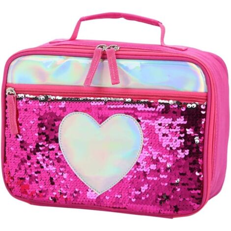 Boîte à lunch réversible à sequins sirène, sac à lunch isotherme (1 pièce)