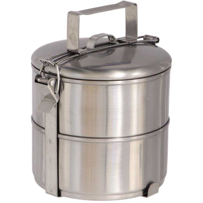 Boîte à lunch ronde en acier inoxydable 2 compartiments