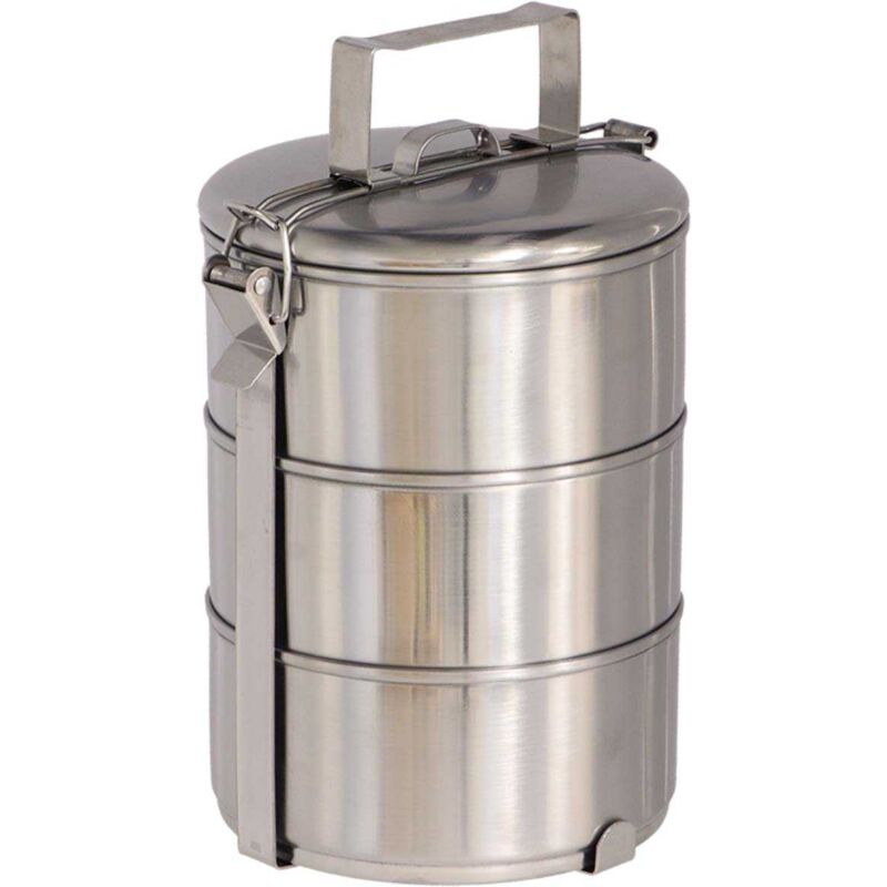 Boîte à lunch ronde en acier inoxydable 3 compartiments