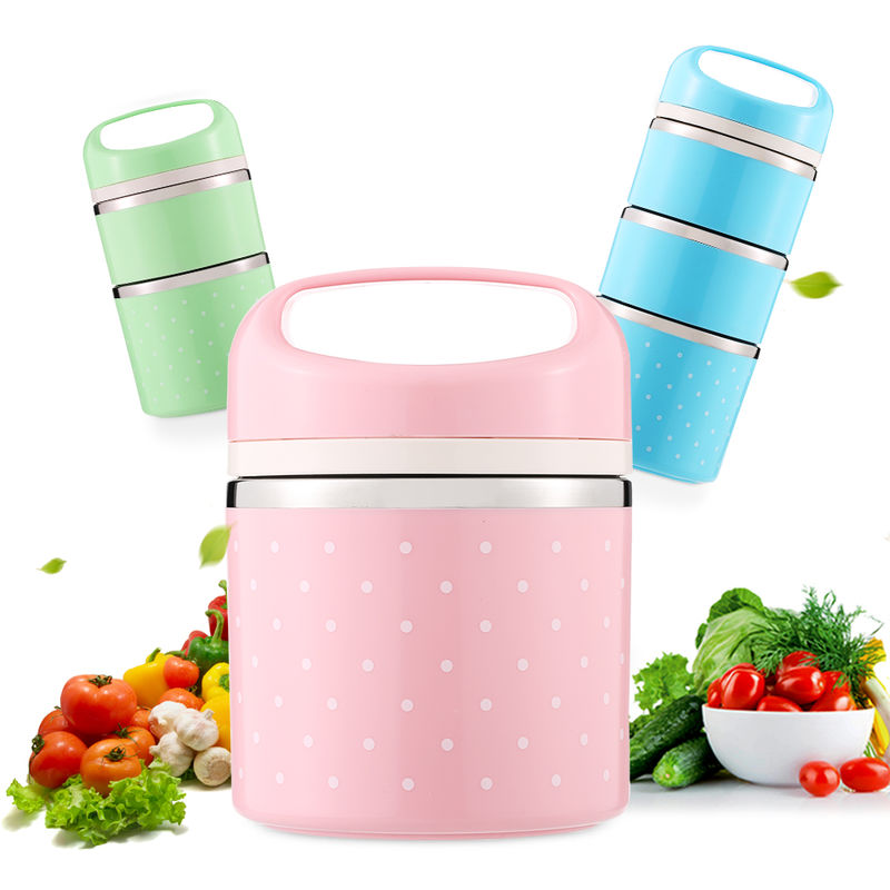 Boite A Lunch Thermique En Acier Inoxydable De Bonne Qualite A 2 Couches, 1080 Ml, Vert