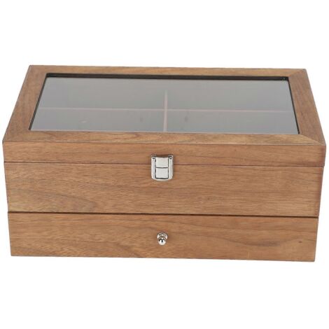 Boîte à lunettes en bois à double compartiment, 12 emplacements, présentoir décoratif