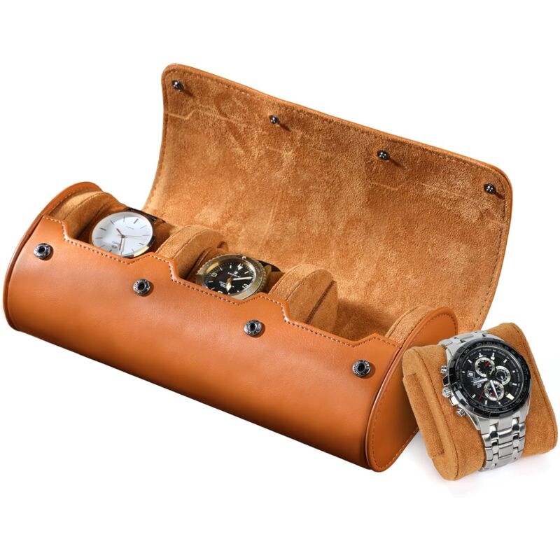 Boite a Montre Homme Coffret Montre Homme Boite a Montre Femme Rangement Montre Homme Boite Montre Voyage Ecrin Montre Range Montre Voyage (Marron-3)