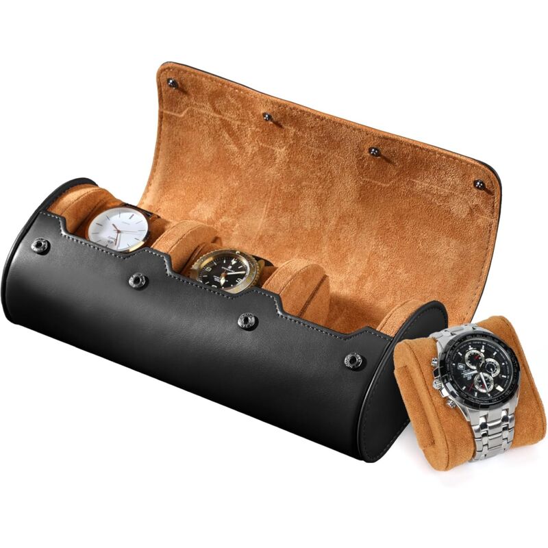 Boite a Montre Homme Coffret Montre Homme Rangement Montre Homme Boite a Montre Femme Boite Montre Voyage Ecrin Montre Range Montre Voyage (Noir-3)