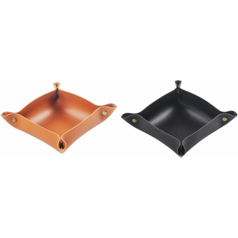 Vide Poche en Cuir,Plateau Organisateur pour Clés, Boîte de Rangement pour Monnaie, Clé, Portefeuille, Téléphones Cellulaires et Bureau 2 pièces