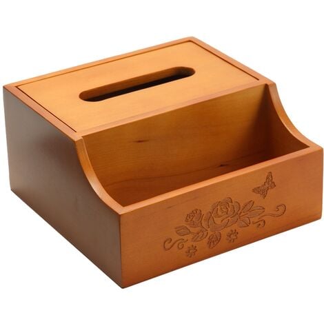 Boîte à mouchoir en bois carrée 13 x 13 x 14 cm