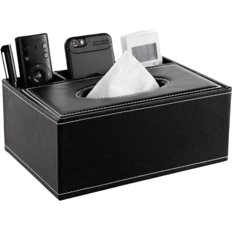 Boîte à mouchoirs cuir PU 3 compartiments, distributeur rectangulaire multifonction, bureau maison salle de bain salon