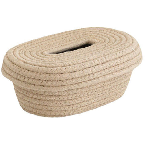 Boîte à Mouchoirs Décorative en Corde de Coton - Rangement Élégant pour Bureau ou Maison - Couverture pour Boîte à Tissus Beige