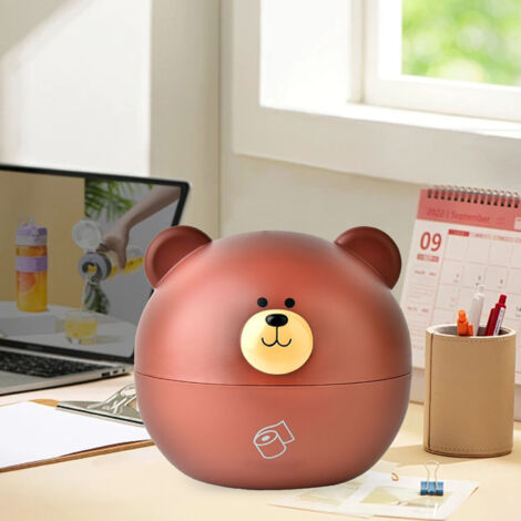 [Boîte à mouchoirs décorative] PP animal cartoon taille universelle brun marron couverture circulaire amusante pour bureau et table 1 x couverture
