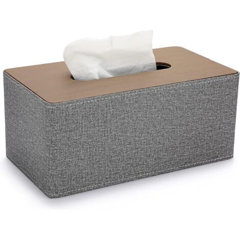 Boîte à mouchoirs en cuir grain de bois