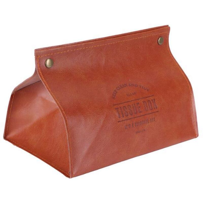Boîte à mouchoirs en cuir PU Boîte à mouchoirs de bureau pour la chambre à coucher et le salon,Orange