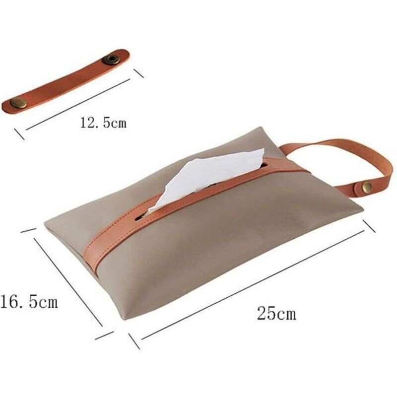 Boîte à mouchoirs en cuir PU pour le visage, étui de rangement rectangulaire avec bande de suspension pour cuisine, comptoirs de restaurant, chambre