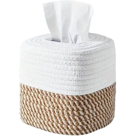 Boîte à mouchoirs/porte-serviettes de table carrée, décorative, en coton tissé à la main (Type A).