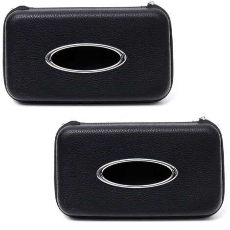 Boîte à mouchoirs pour voiture, boîte à mouchoirs pour pare-soleil, boîte à mouchoirs en similicuir pour siège arrière – noir (lot de 2)