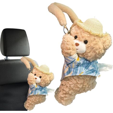 Boîte à Mouchoirs pour Voiture - Distributeur Auto Ours en Peluche -