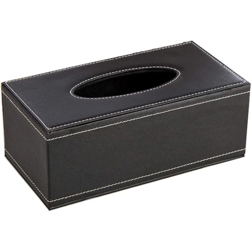 Boîte à mouchoirs rectangulaire en marbre avec couvercle, grande taille 24129.5cm (noir)