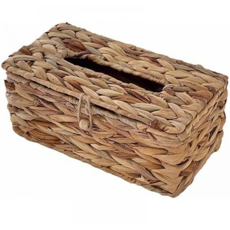 Boîte à mouchoirs rectangulaire en rotin naturel, porte-mouchoirs en osier tissé à la main, support décoratif idéal pour la salle de bain, le salon, la cuisine et le bureau
