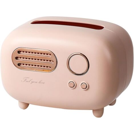 Boîte à mouchoirs rectangulaire rétro, modèle radio, boîte à mouchoirs, pratique et tendance, pour le bureau, la cuisine, le salon,Rose