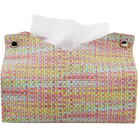 Boîte À Mouchoirs Tissée en Cuir PU, Porte-Serviettes, Boîte À Serviettes, Mallette De Rangement De Table Multifonctionnelle pour Les Organisateurs De Maison, Décoration De Bureau