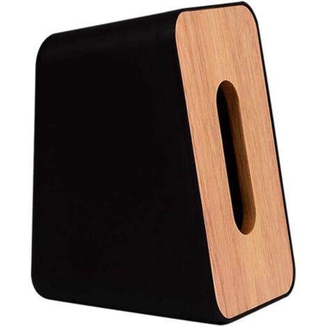 Boîte à mouchoirs verticale en bois avec couvercle, style classique, blanche et noire, pour le bureau.