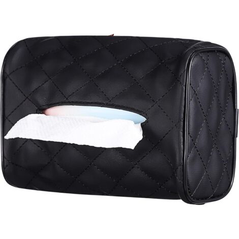 Boîte à Mouchoirs Voiture Cube Noir pour Appuie tête et Pare soleil