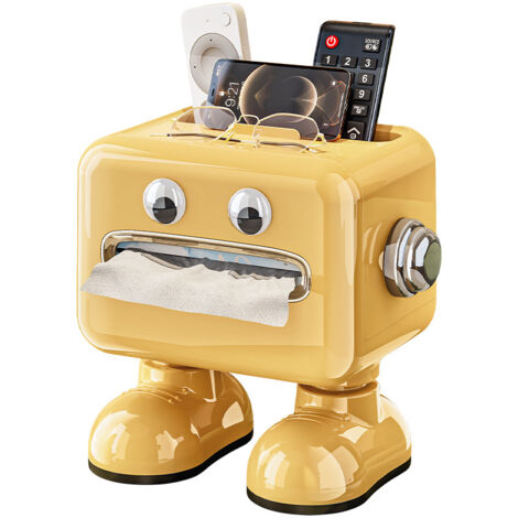 Boîte à moufles design robot créatif, boîte de rangement multifonction, rangement télécommande, plastique, salon et salle de bain
