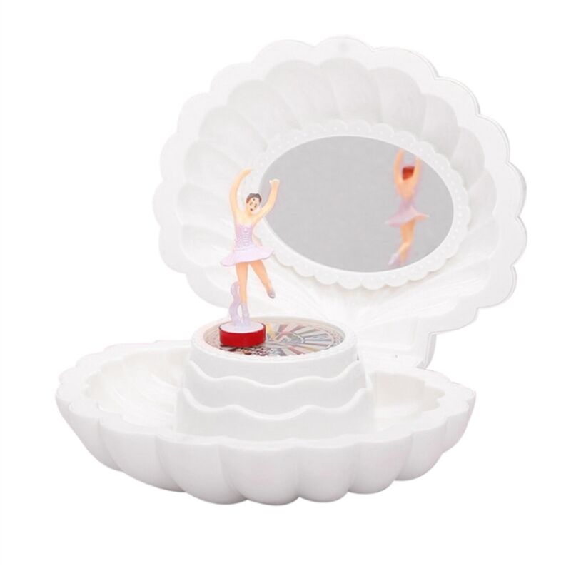 Boîte à musique ballerine coquillage avec miroir, coffret à bijoux vintage, mélodie rétro cadeau anniversaire mariage fête