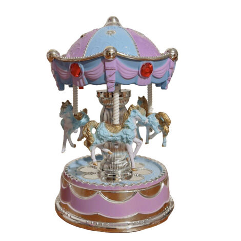 Boîte à musique carrousel à chevaux - Boîte à musique mécanique avec manivelle et carrousel à trois chevaux, facile à transporter