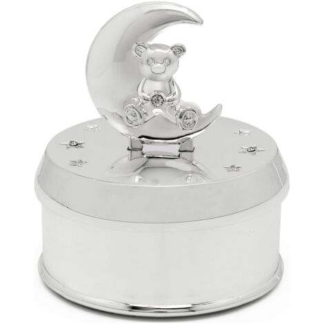 Boîte à musique en argent pour enfant, cadeau élégant ours en peluche Taille: Fi 74x83 mm UGS : ZV8107261