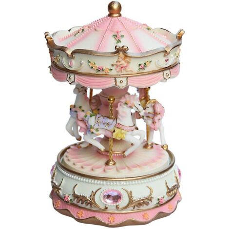 Boîte à musique pour filles - Carrousel à 3 chevaux avec fonction rotative, cadeau musical pour