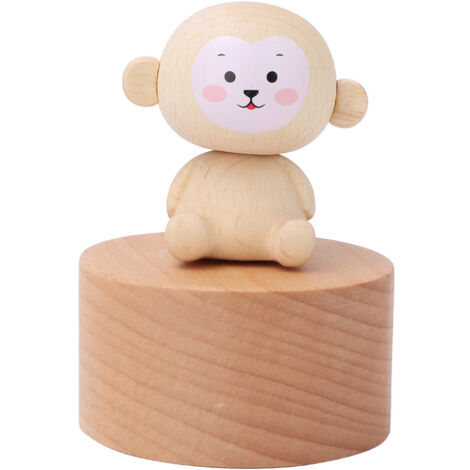 Boîte à musique sculptée en bois d'animaux mignons - Jouet musical en hêtre pour enfants, cadeau et décoration d'intérieur