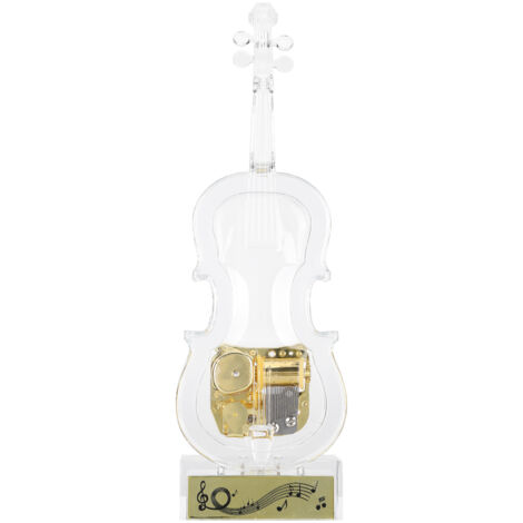 Boîte à musique transparente en forme de violoncelle avec lumières LED - Cadeau de mariage ou anniversaire