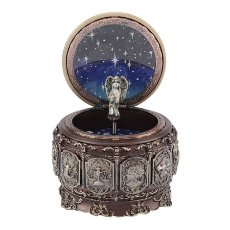 Boîte à musique vintage avec 12 constellations tournantes, déesse scintillante et lumière LED (Capricorne)
